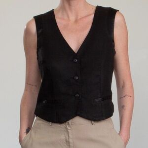PHARAOH Ivy Black Linen & Silk Vest (size 8)